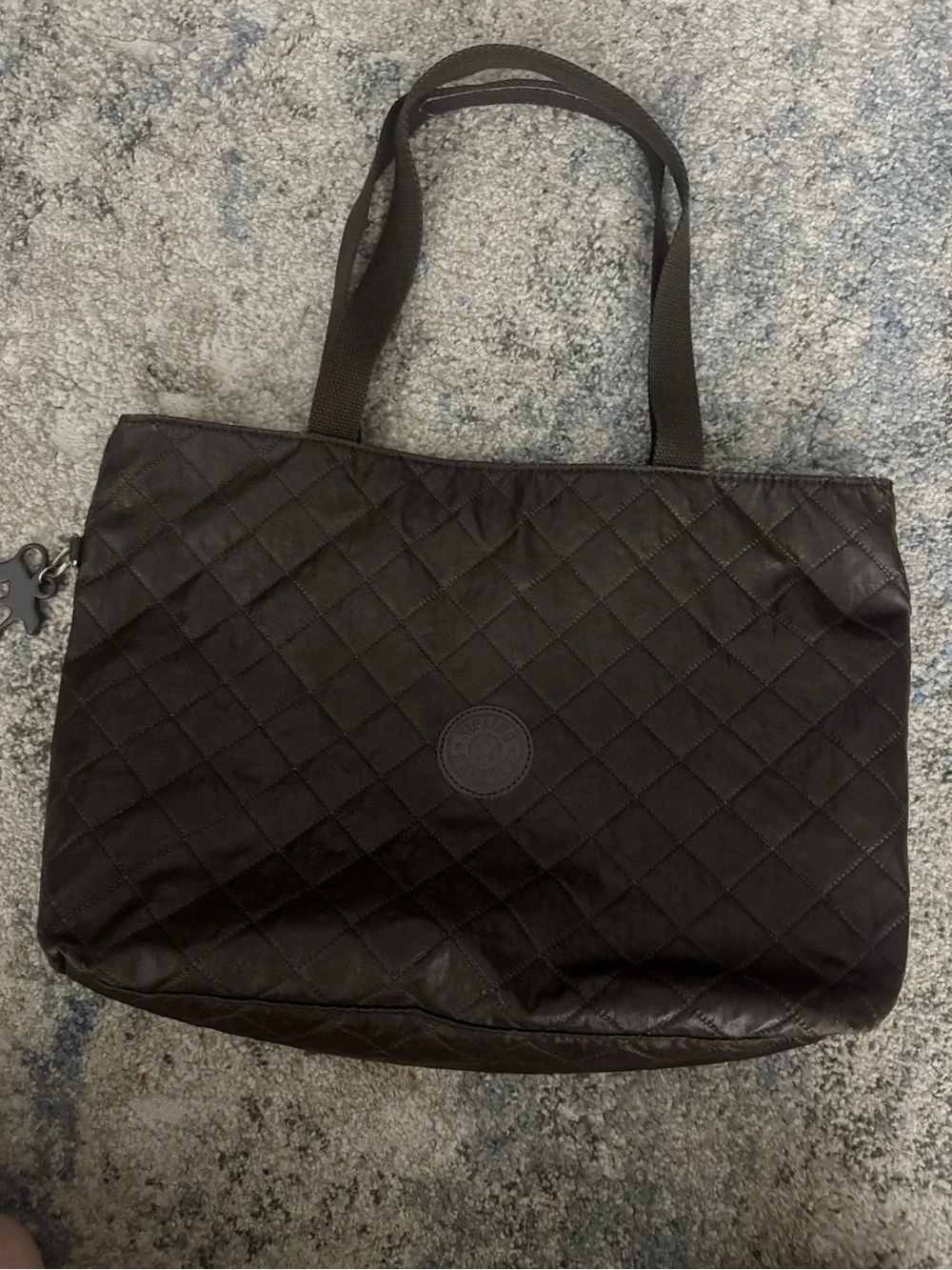 Kipling Quilted Laptop Tote in Dark Brown